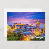 Sunset Over Edinburgh, Schottland Postkarte (Vorne/Hinten)