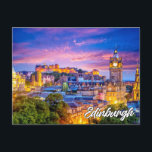 Sunset Over Edinburgh, Schottland Postkarte<br><div class="desc">Diese landschaftliche Postkarte zeigt ein Foto der historischen europäischen Stadt Edinburgh,  Schottland. Diese Postkarte wäre ideal für Freunde und Familie.</div>