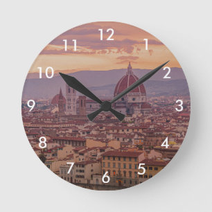 Sunset over Florence, Italy Runde Wanduhr