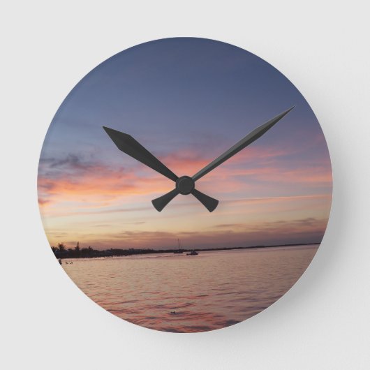 Sunset over Florida Bay, Key Largo FL Runde Wanduhr (Vorderseite)
