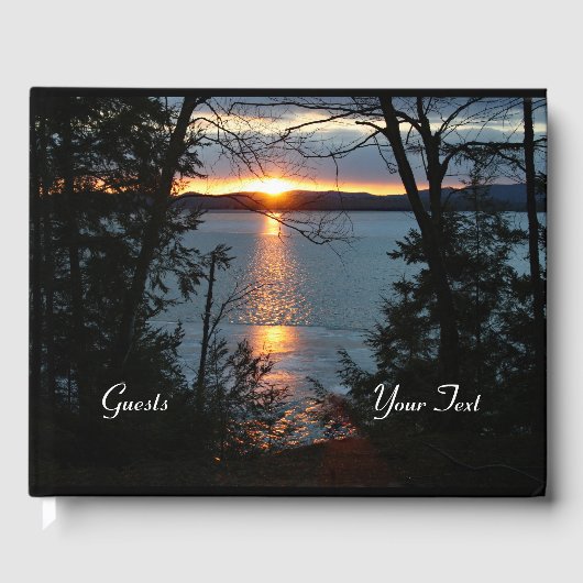 Sunset Over Forest Lake Guest Book Gästebuch (Vorderseite)