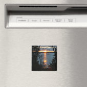 Sunset Over Forest Lake Magnet (In Situ (Geschirrspüler))