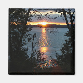Sunset Over Forest Lake Magnet