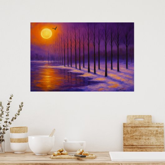 Sunset over Frosty Forest Poster (Küche)
