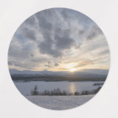 Sunset over frozen lake etiketten (Design 1)