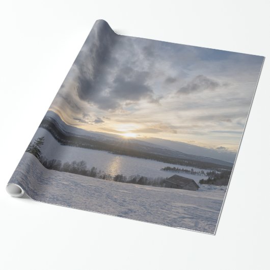Sunset over frozen lake geschenkpapier (Ungerollt)