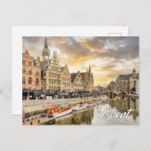 Sunset Over Gent, Belgien Postkarte (Vorne/Hinten)