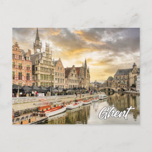 Sunset Over Gent, Belgien Postkarte