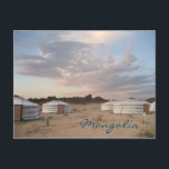 Sunset over ger camp in Mongolei Postkarte<br><div class="desc">Sanfter Sonnenuntergang über dem großen Lager in der Wüste Gobi in der Mongolei</div>