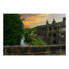 Sunset over Hawksclough Bridge, Mytholmroyd Poster