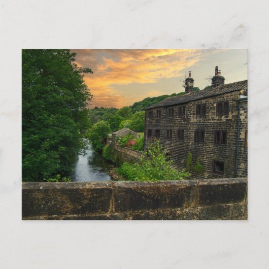 Sunset over Hawksclough Bridge, Mytholmroyd Postkarte (Vorderseite)