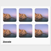 Sunset over Manarola village Quadratischer Aufkleber (Blatt)