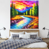 Sunset Over Mountain River Valley Leinwanddruck (Insitu (Schlafzimmer))