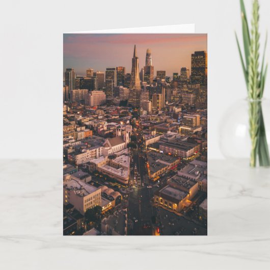 Sunset Over San Francisco Financial District Karte (Vorderseite)