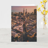 Sunset Over San Francisco Financial District Karte (Gelbe Blume)