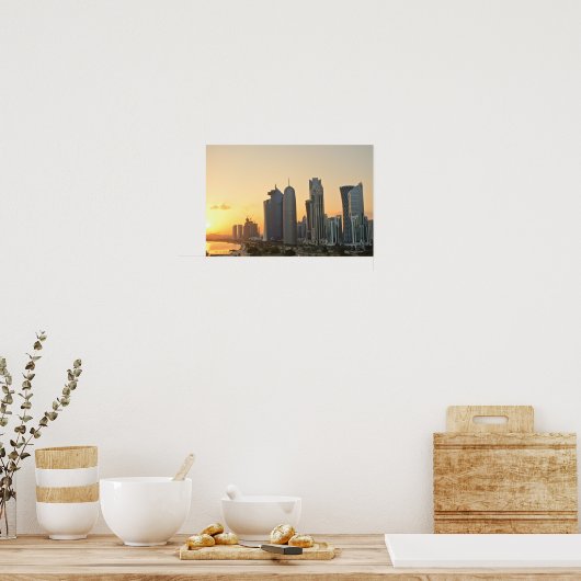 Sunset over Skyline of Doha, Katar Poster (Küche)