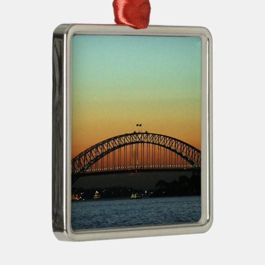 Sunset over Sydney Harbour Bridge, Australien Silbernes Ornament (Rechts)