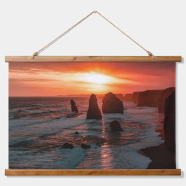 Sunset Over the Ocean Cliffs Wall Art Wandteppich Mit Holzrahmen