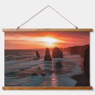 Sunset Over the Ocean Cliffs Wall Art Wandteppich Mit Holzrahmen