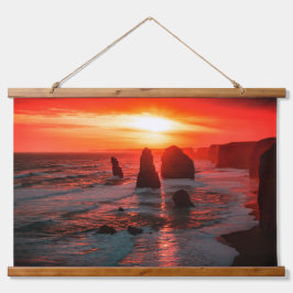 Sunset Over the Ocean Cliffs Wall Art Wandteppich Mit Holzrahmen