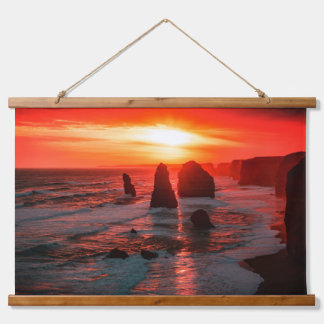 Sunset Over the Ocean Cliffs Wall Art Wandteppich Mit Holzrahmen