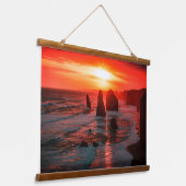 Sunset Over the Ocean Cliffs Wall Art Wandteppich Mit Holzrahmen (Gewinkelt)