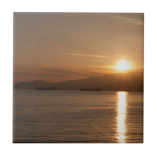 Sunset over Vancouver Bay - Kanada Fliese (Vorderseite)