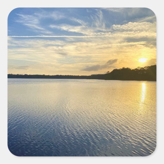 Sunset Over Wildcat Lake Quadratischer Aufkleber (Vorderseite)