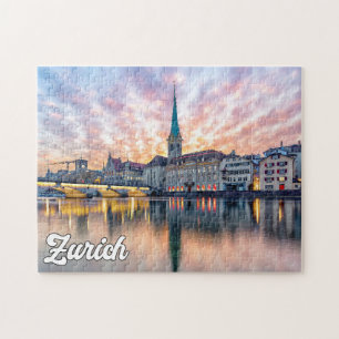 Sunset Over Zürich, Schweiz Puzzle