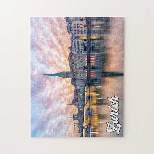 Sunset Over Zürich, Schweiz Puzzle (Vertikal)