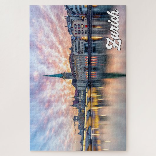 Sunset Over Zürich, Schweiz Puzzle (Vertikal)