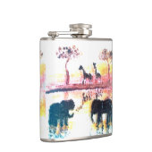Sunset Painting African Elephant, Giraffe Flachmann (Rechts)