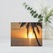 Sunset Palm Beach Peace Liebe Destination Postkarte (Stehend Vorderseite)