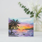 Sunset Palm Beach Postkarte (Stehend Vorderseite)