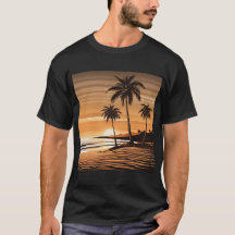 Sunset Palm Beach Tee - Tropical Twilight Design