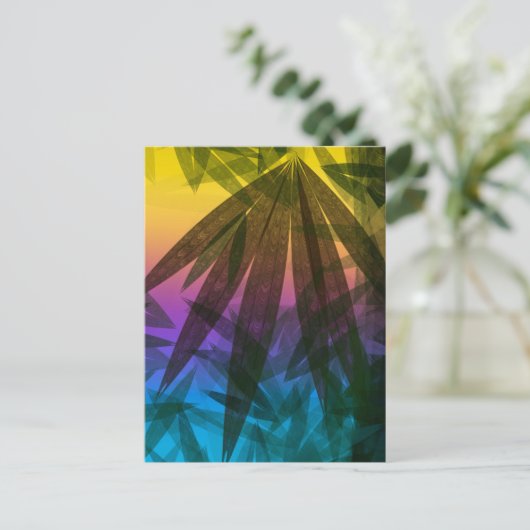 Sunset Palm Blätter Postkarte (Stehend Vorderseite)