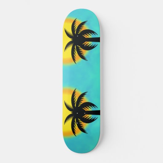 SUNSET PALM BLAUE SKATEBOARD (Vorderseite)