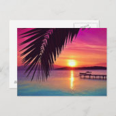 Sunset Palm Postcard Postkarte (Vorne/Hinten)