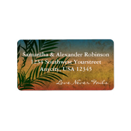 Sunset Palm Tree Branch Address Labels Adressaufkleber