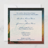Sunset Palm Tree Branch Hochzeitseinladungen Einladung (Rückseite)