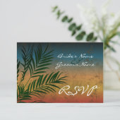 Sunset Palm Tree Branch kleine RSVP Cards Karte (Stehend Vorderseite)