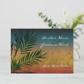 Sunset Palm Tree Branch Wedding Einladungen 12x18 (Stehend Vorderseite)