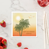 Sunset Palm Trees And Birds Tropical Birthday Serviette (Beispiel)