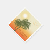 Sunset Palm Trees And Birds Tropical Birthday Serviette (Ecke)
