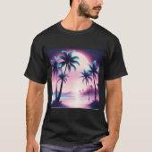 Sunset Palm Trees Ästhetik T-Shirt (Vorderseite)
