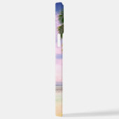 Sunset Palm Trees, Ihr Foto, Name Blue Script iPhone Hülle (Rechte Seite)