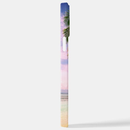 Sunset Palm Trees, Ihr Foto, Name Blue Script iPhone Hülle (Rechte Seite)