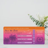 Sunset Palm Trees Imitate Boarding Save the Date P Einladung (Stehend Vorderseite)