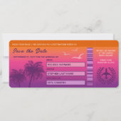 Sunset Palm Trees Imitate Boarding Save the Date P Einladung (Vorderseite)