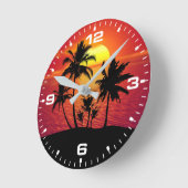 Sunset Palm Trees Silhouette Design-65143 Runde Wanduhr (Winkel)